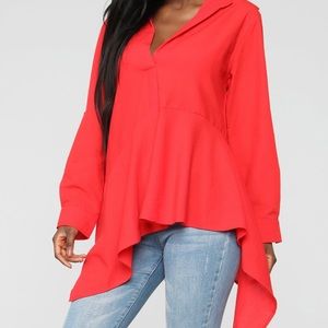 NWTS Fashion Nova red Asymmetrical top SIZE XS